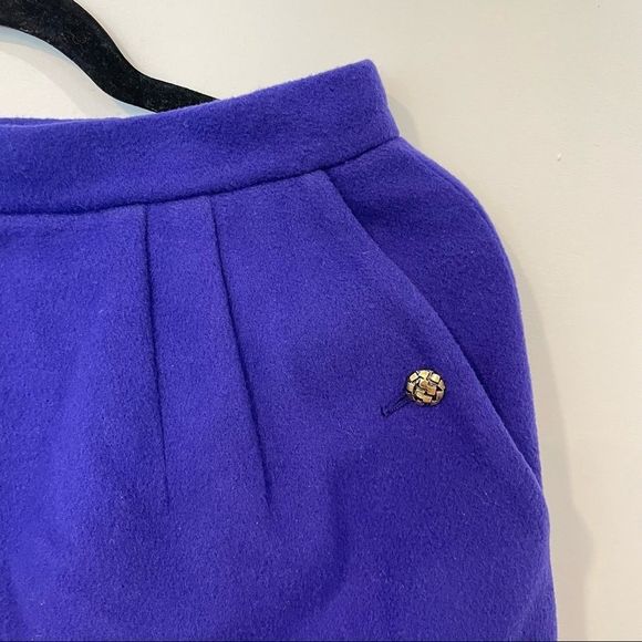 Vintage Royal Blue Cache D’or Pencil Skirt side pockets Wool Cashmere England - Picture 2 of 9